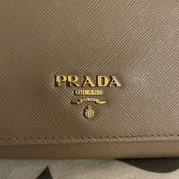 Prada Handbags - PRADA Saffiano Leather Tan/beige Long Bifold Wallet Beige GUC , Authentic